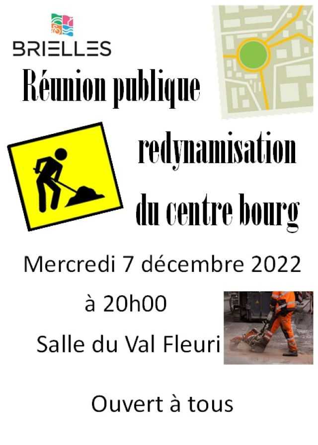 Réunion publique - Redynamisation du centre-bourg - Mercredi 07 décembre - 20h00 - Salle du val Fleuri