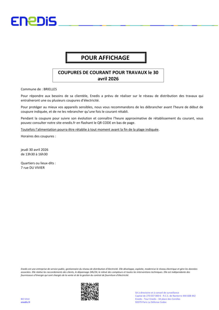 Coupure Elec 30.04.2026